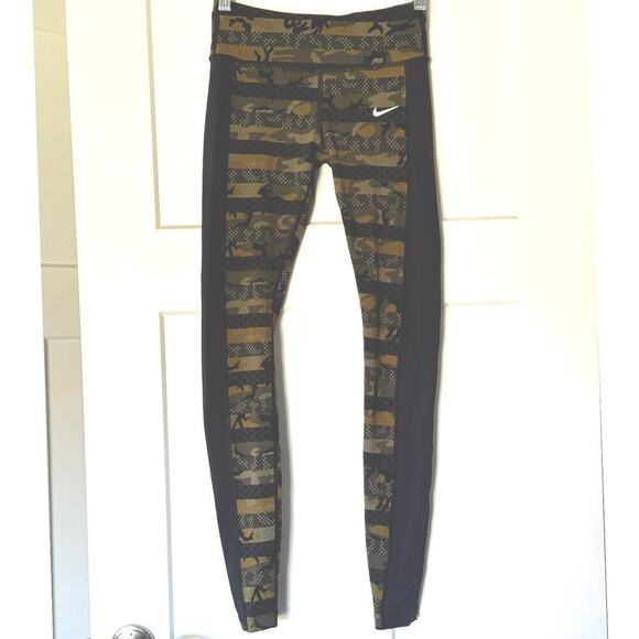 Nike Women’s Epic Luxe Clash Dri-Fit Running Tights Size XS Camo Green/Black - Picture 3 of 11